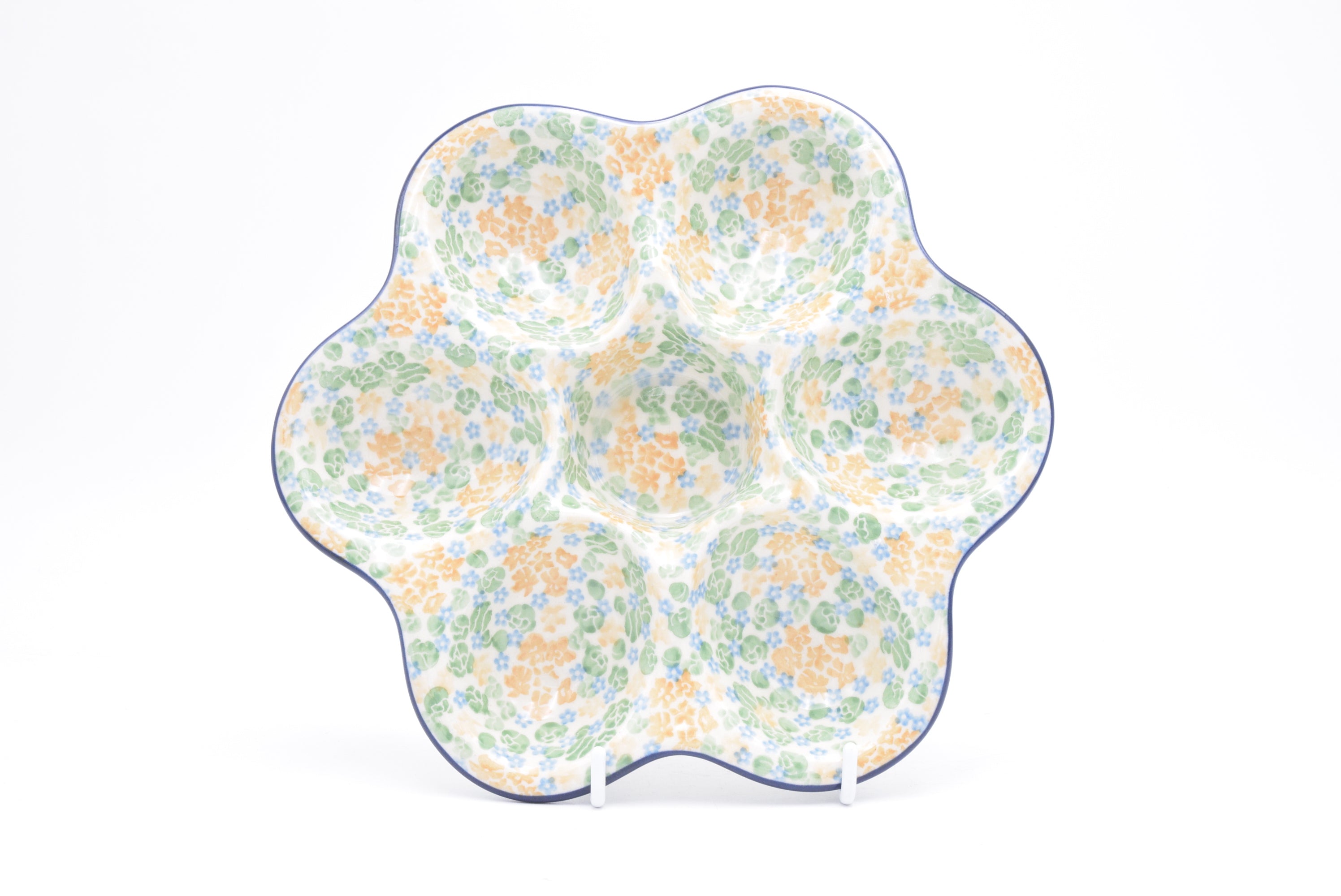 747 Bunzlau Eierschaal 3345 - Blij Blauw Bunzlau