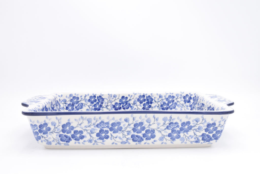 A56 Bunzlau Ovenschaal Recht met oor 3428 - Blij Blauw Bunzlau