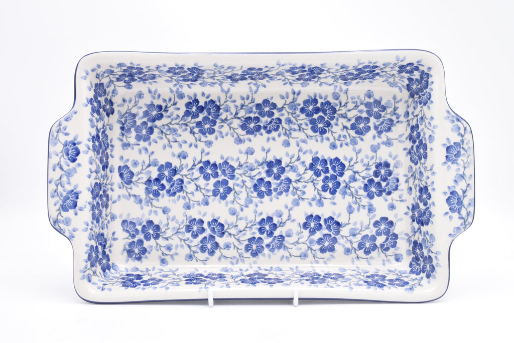 A56 Bunzlau Ovenschaal Recht met oor 3428 - Blij Blauw Bunzlau