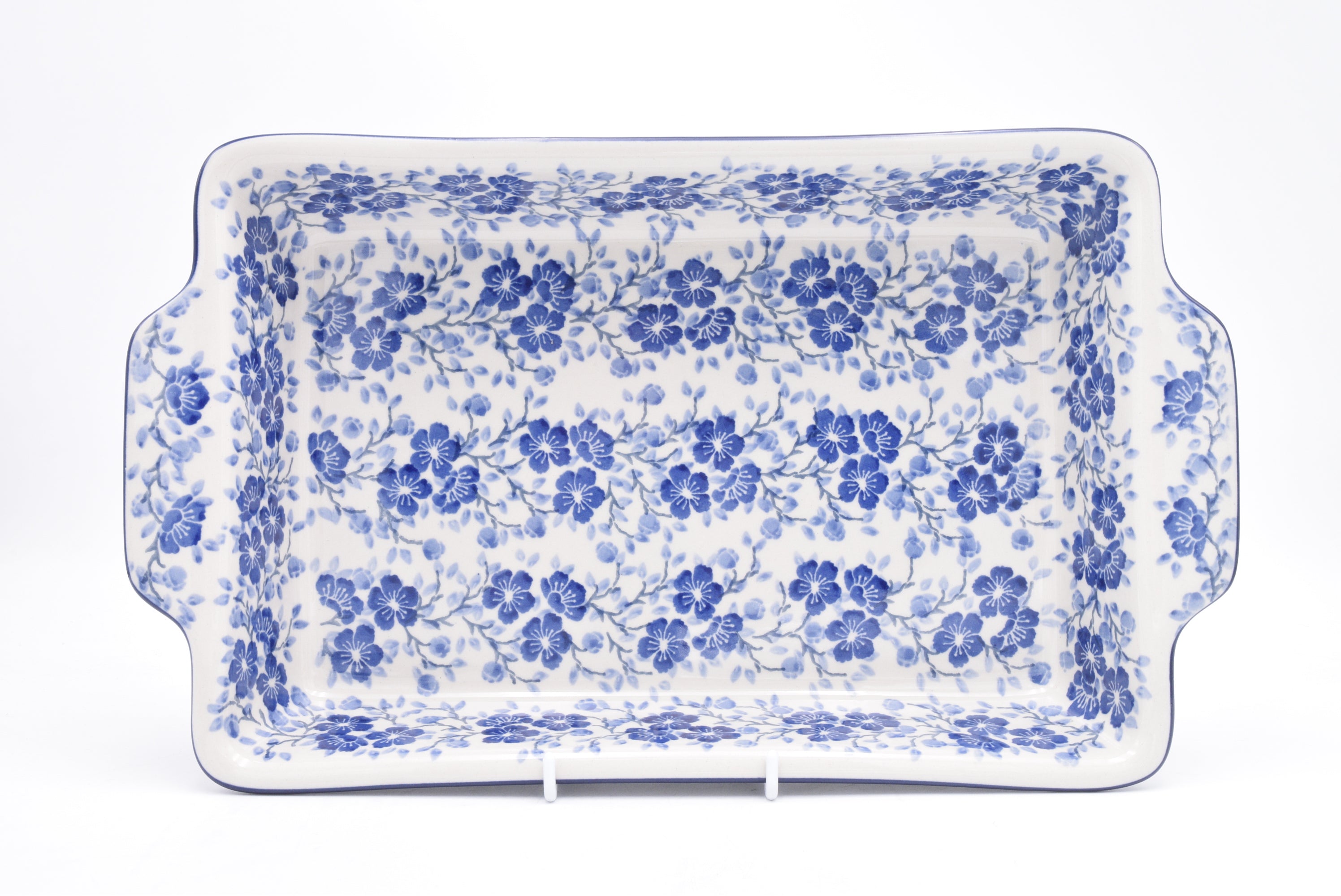 A56 Bunzlau Ovenschaal Recht met oor 3428 - Blij Blauw Bunzlau