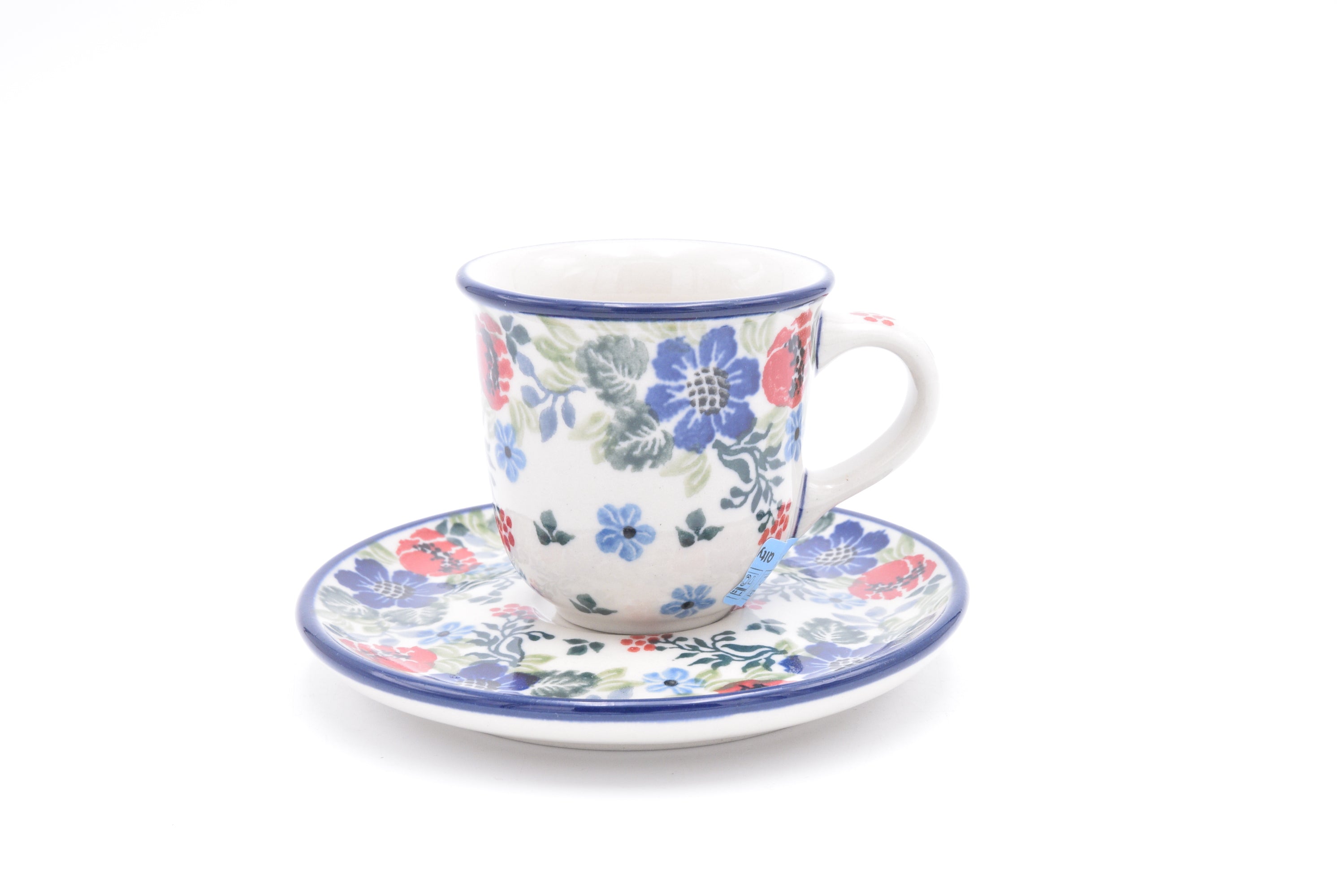 B10 Bunzlau kop en schotel 3430 - Blij Blauw Bunzlau