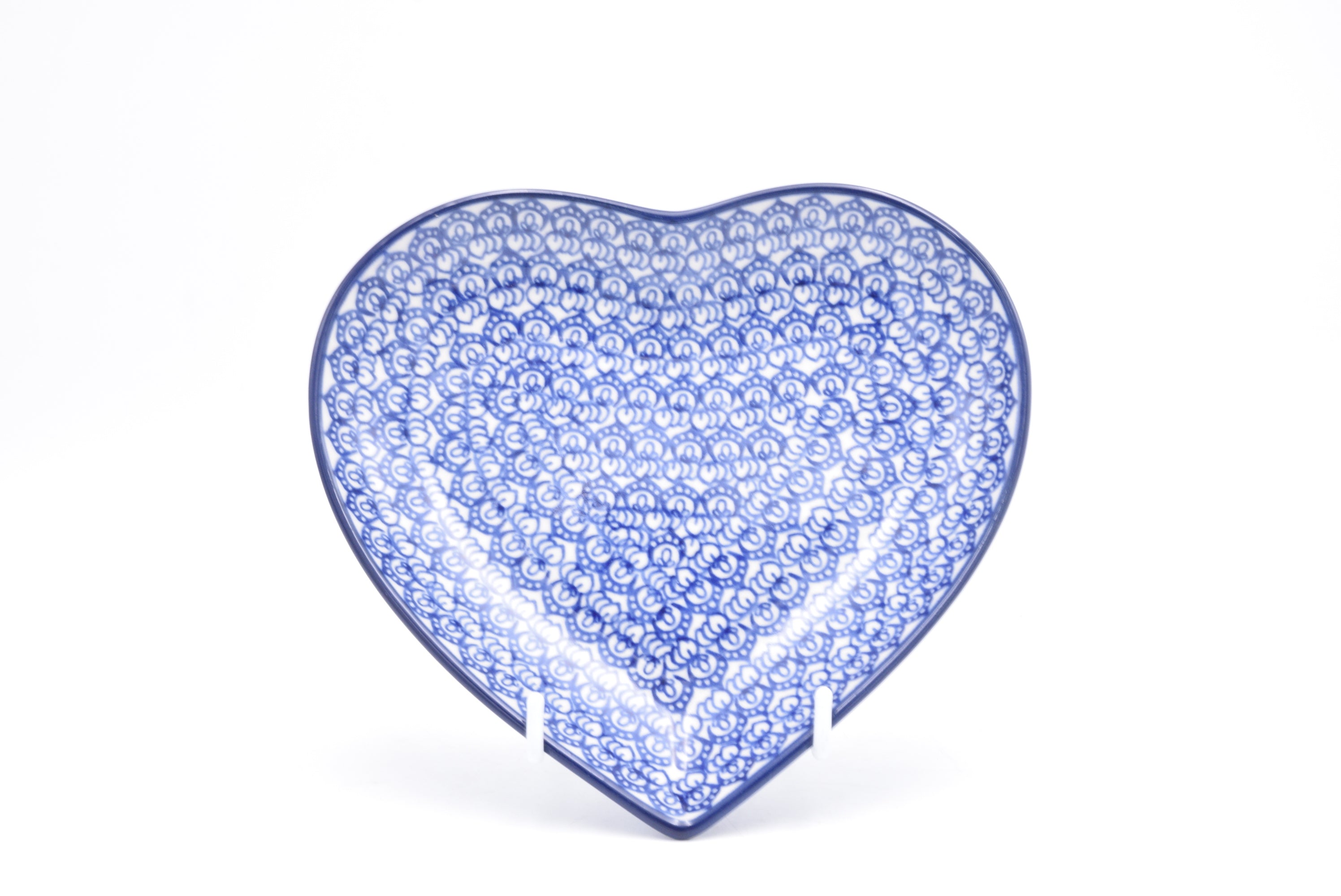 959 Bunzlau Serveerschaal Hart ..? - Blij Blauw Bunzlau