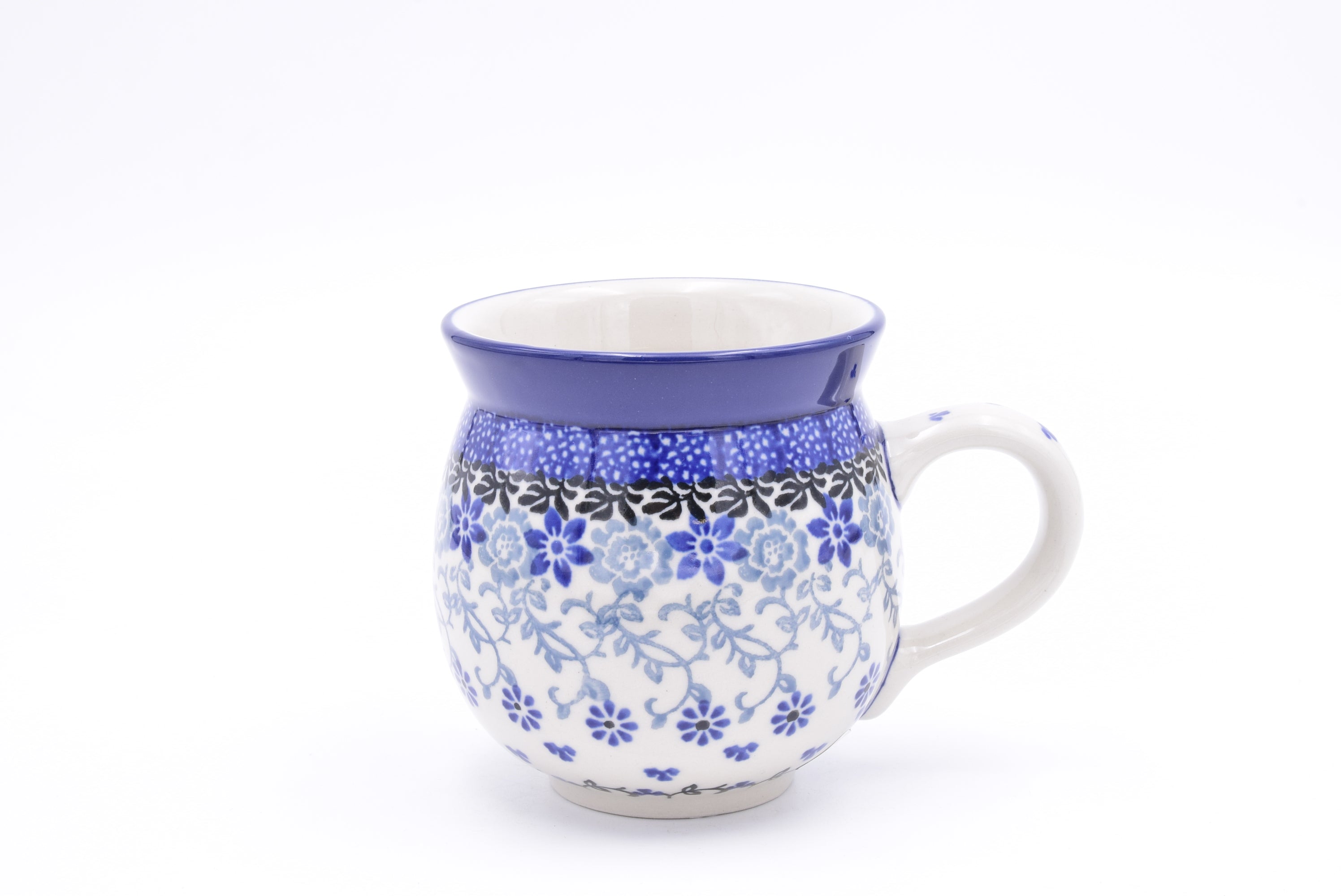 Bunzlau bolmok of boerenmok 070-2158. Origineel Ceramika Artystyczna uit Polen. Minimaal 30% onder de standaard verkoopprijs. Blij Blauw Bunzlau prijs €17,50