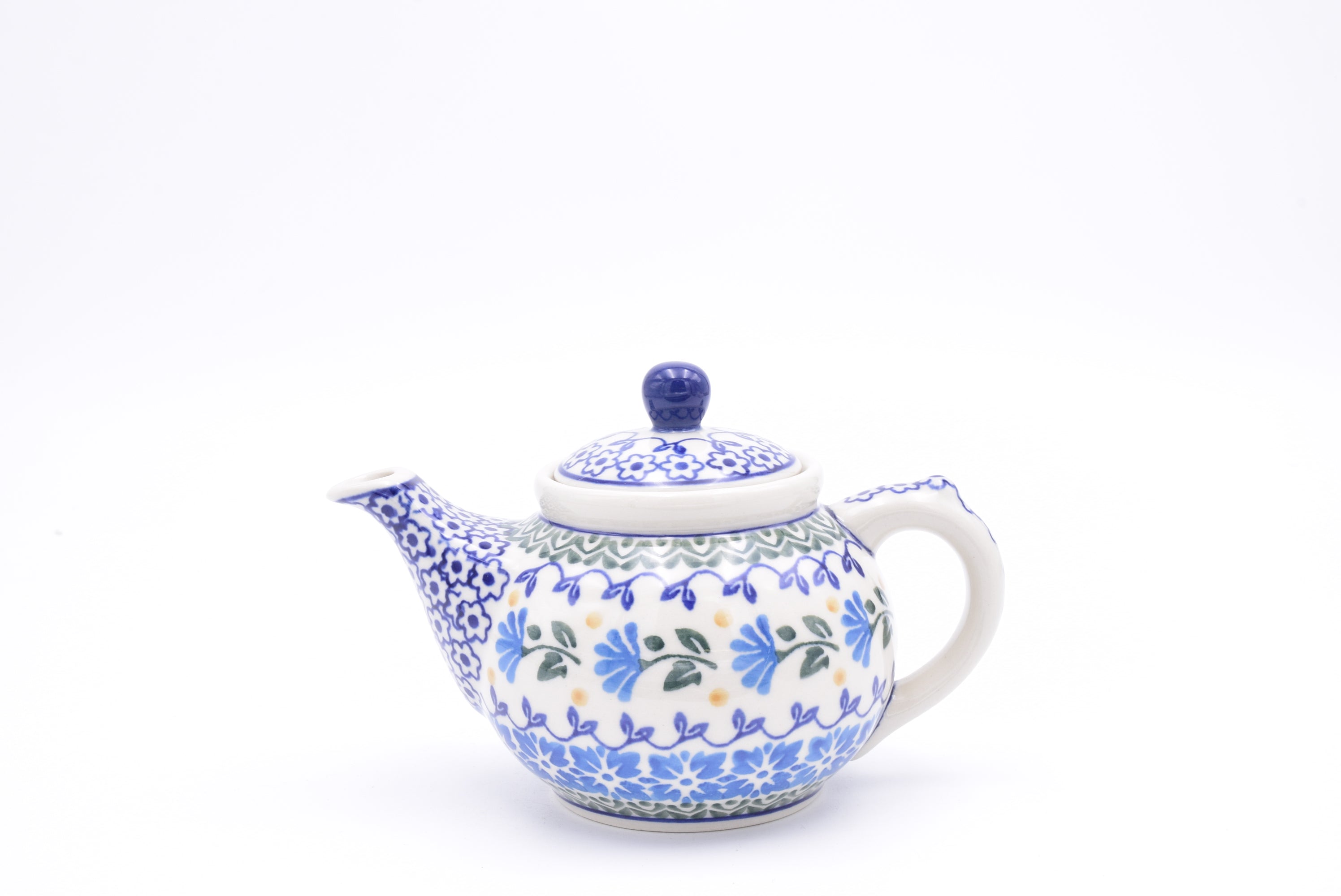 Bunzlau theepotje 120-0883. Origineel Bunzlau Artystyczna servies uit Polen. Minimaal 30% onder de originele prijs. Blij Blauw Bunzlau prijs €24,75