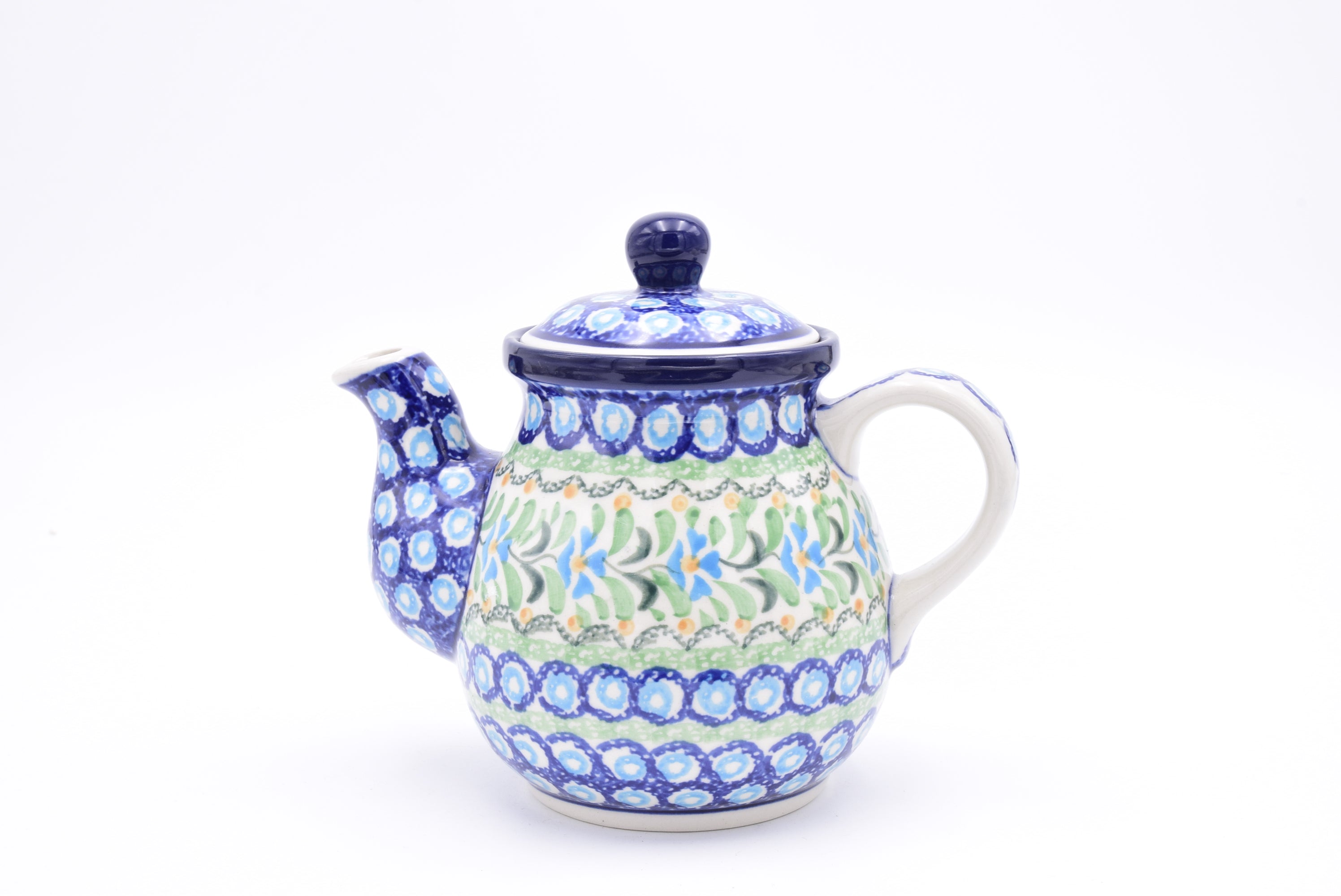 Bunzlau koffiepot 119-U620 unikat. Origineel Bunzlau Artystyczna servies uit Polen. Minimaal 30% onder de originele prijs. Blij Blauw Bunzlau prijs €49,50