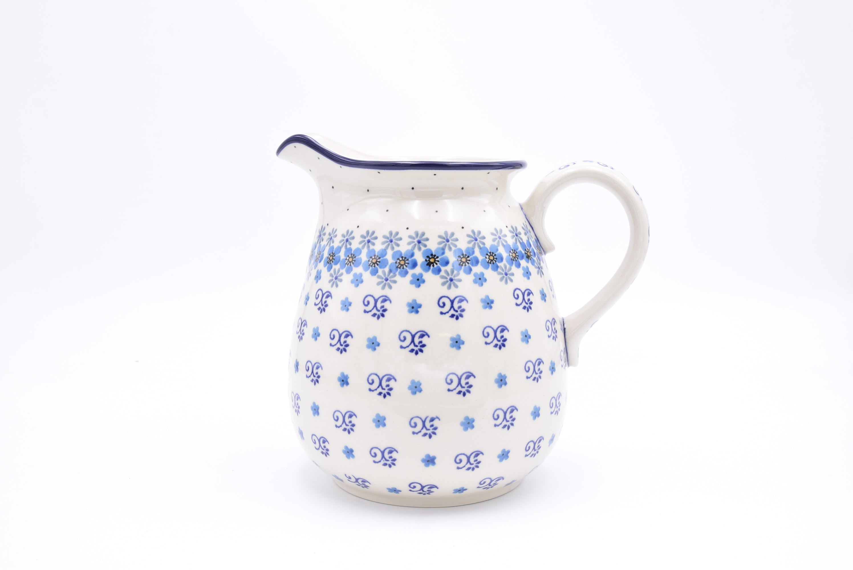 Bunzlau schenkkan 082-2083. Origineel Bunzlau Artystyczna servies uit Polen. Altijd minstens 30% onder de originele prijs. Blij Blauw Bunzlau prijs €49,50