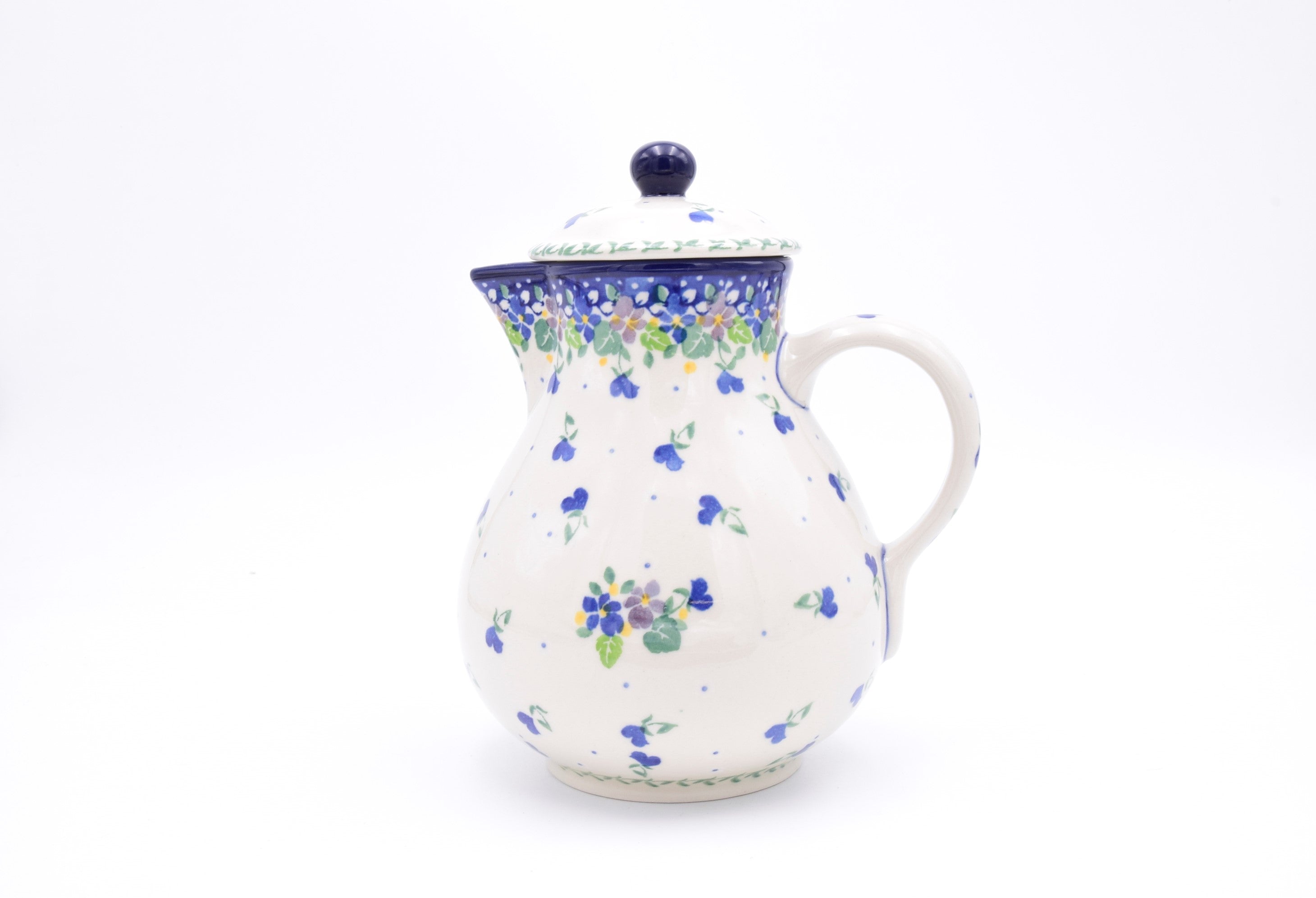 Bunzlau koffiepot 118-2509. Origineel Bunzlau Artystyczna servies uit Polen. Minimaal 30% onder de originele prijs. Blij Blauw Bunzlau prijs €49,75