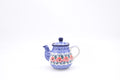 Bunzlau koffiepotje 020-1490. Origineel Ceramika Artystyczna uit Polen. Minimaal 30% onder de standaard verkoopprijs. Blij Blauw Bunzlau prijs €18,95