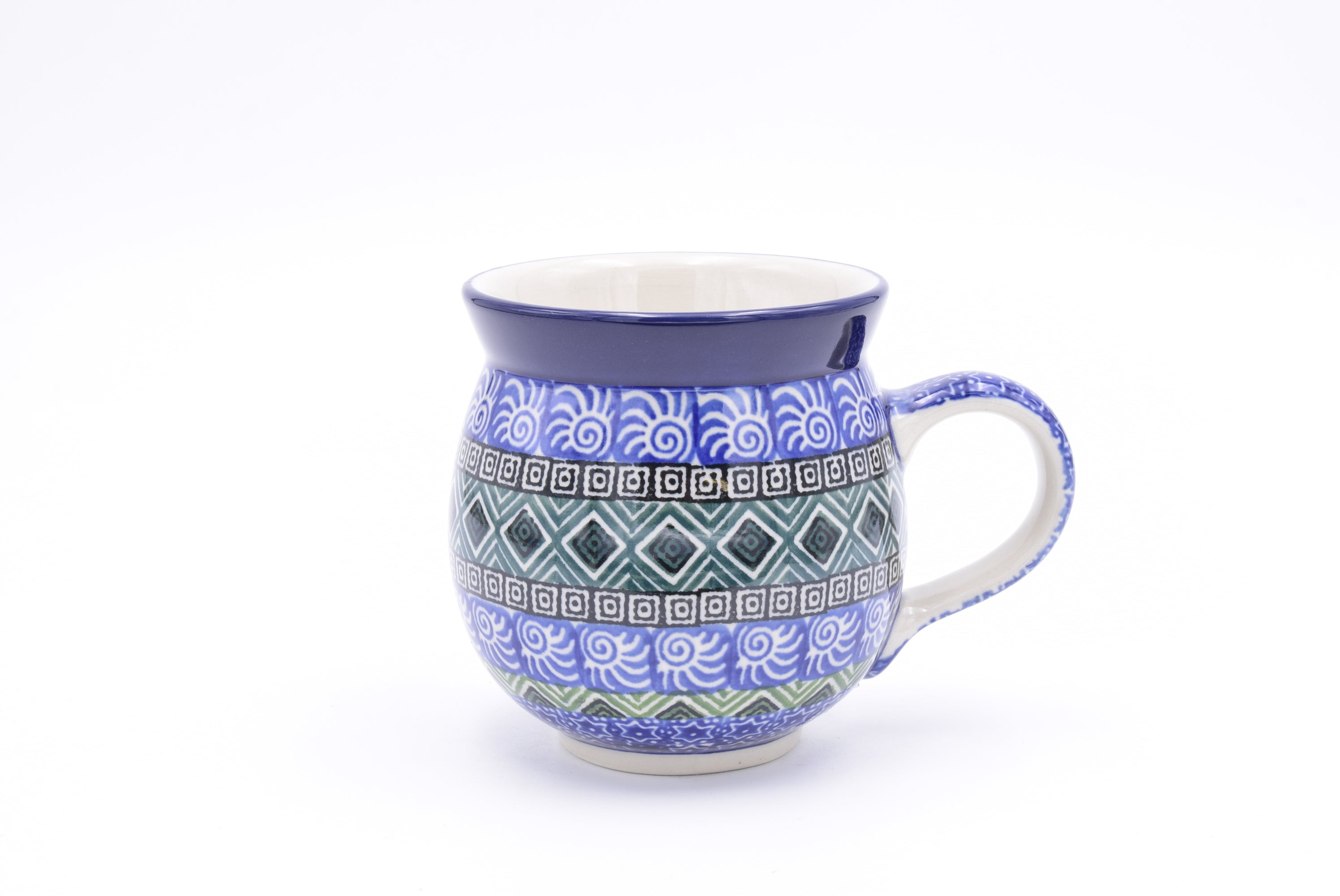 Bunzlau bolmok of boerenmok 070-1918. Origineel Ceramika Artystyczna uit Polen. Minimaal 30% onder de standaard verkoopprijs. Blij Blauw Bunzlau prijs €17,50